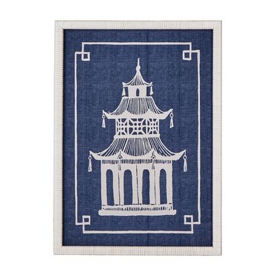 Pagoda Blue and White Wall Art A