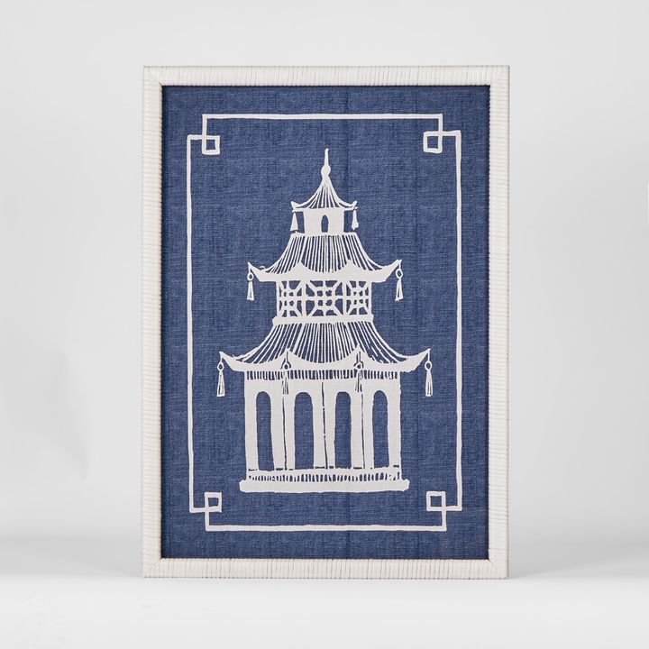 Pagoda Blue and White Wall Art A