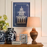 Pagoda Blue and White Wall Art A