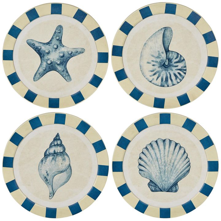 Seashells Round Wall Art Set of 4
