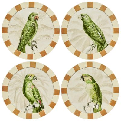 Parrots Round Wall Art Set of 4