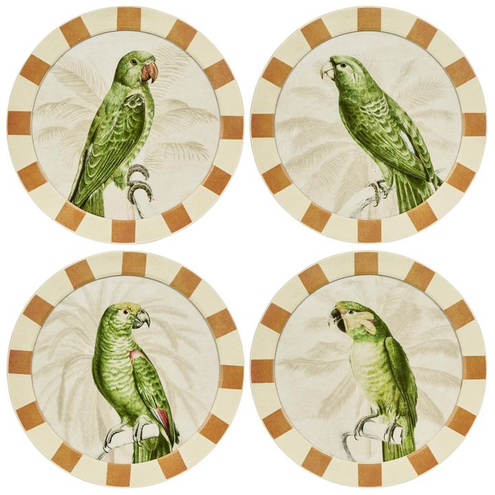 Parrots Round Wall Art Set of 4