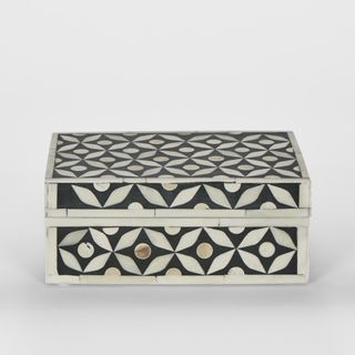 Aurora Bone Inlay Trinket Box Black/White