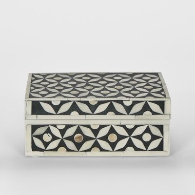 Aurora Bone Inlay Trinket Box Black/White