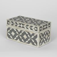 Maya Bone Inlay Trinket Box Grey/White