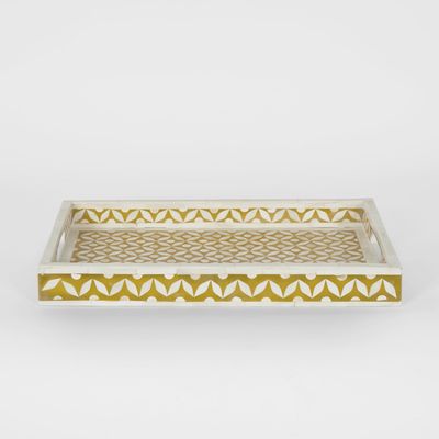 Mina Bone Inlay Tray Mustard/White