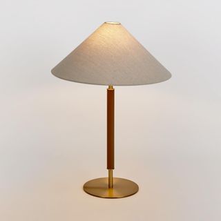 Huntley Leather & Brass Table Lamp & Shade