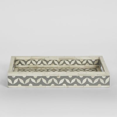 Isla Bone Inlay Tray Grey/White