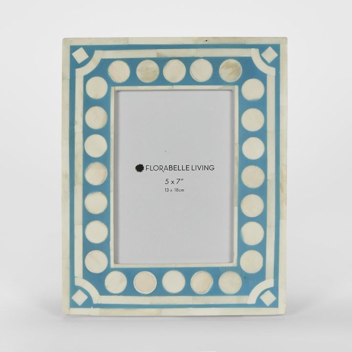 Zena Bone Inlay Photo Frame Light Blue 5x7