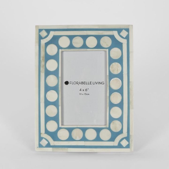 Zena Bone Inlay Photo Frame Light Blue 4x6