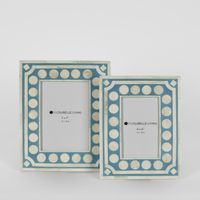 Zena Bone Inlay Photo Frame Light Blue 4x6