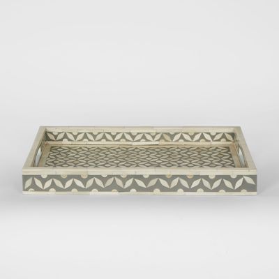 Mina Bone Inlay Tray Grey/White