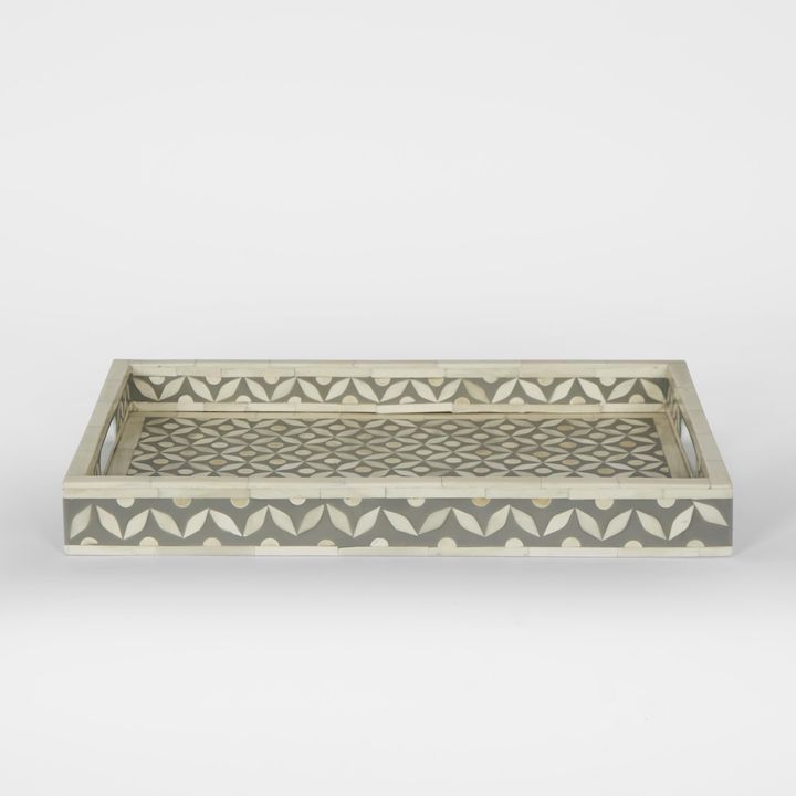 Mina Bone Inlay Tray Grey/White