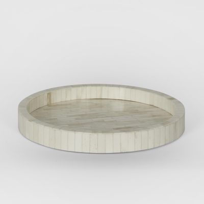 Koa Round Bone Inlay Tray White