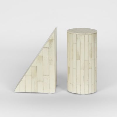 Lyra Bone Inlay Bookends White