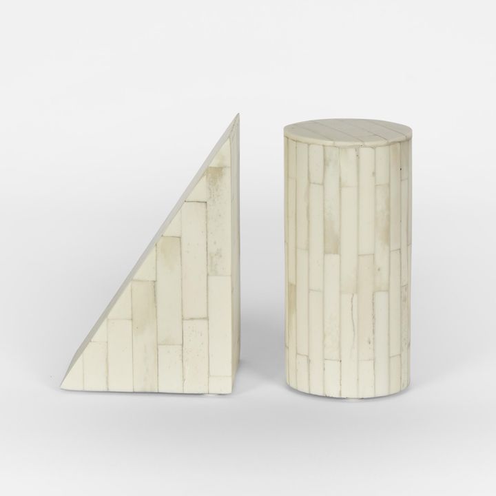 Lyra Bone Inlay Bookends White