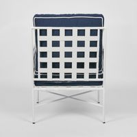 Sheffield Iron Lounge Chair White/Navy -Outdoor