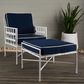 Sheffield Iron Lounge Chair White/Navy -Outdoor