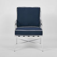 Sheffield Iron Lounge Chair White/Navy -Outdoor