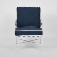 Sheffield Iron Lounge ArmChair White/Navy -Outdoor