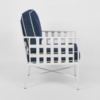 Sheffield Iron Lounge ArmChair White/Navy -Outdoor
