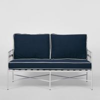 Sheffield Iron 2 seater Lounge Armchair White/Navy -Outdoor