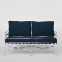 Sheffield Iron Lounge White/Navy -Outdoor