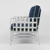 Sheffield Iron 2 seater Lounge Armchair White/Navy -Outdoor
