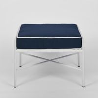 Sheffield Iron Ottoman/footstool White/Navy -Outdoor