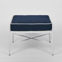 Sheffield Iron Ottoman White/Navy -Outdoor