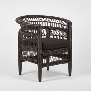 Livingstone Wicker Armchair Black/Black cushion