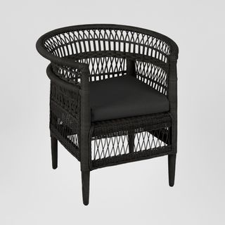 Livingstone Wicker Armchair Black/Black cushion