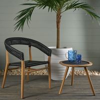 Cove Teak & Synthetic Side Table Black -Outdoor