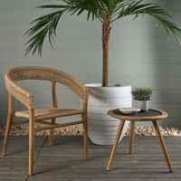 Cove Teak & Synthetic Side Table Black - Outdoor