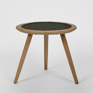Cove Teak & Synthetic Outdoor Side Table Black