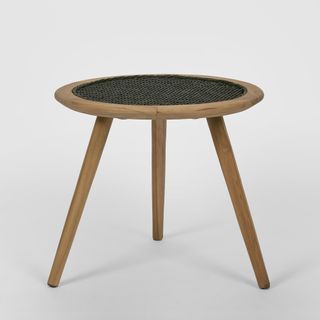 Cove Teak & Synthetic Side Table Black -Outdoor