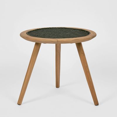 Cove Teak & Synthetic Side Table Black - Outdoor