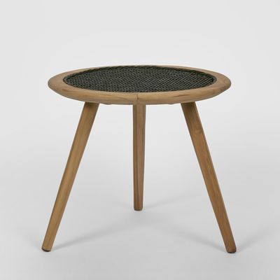 Cove Teak & Synthetic Side Table Black -Outdoor