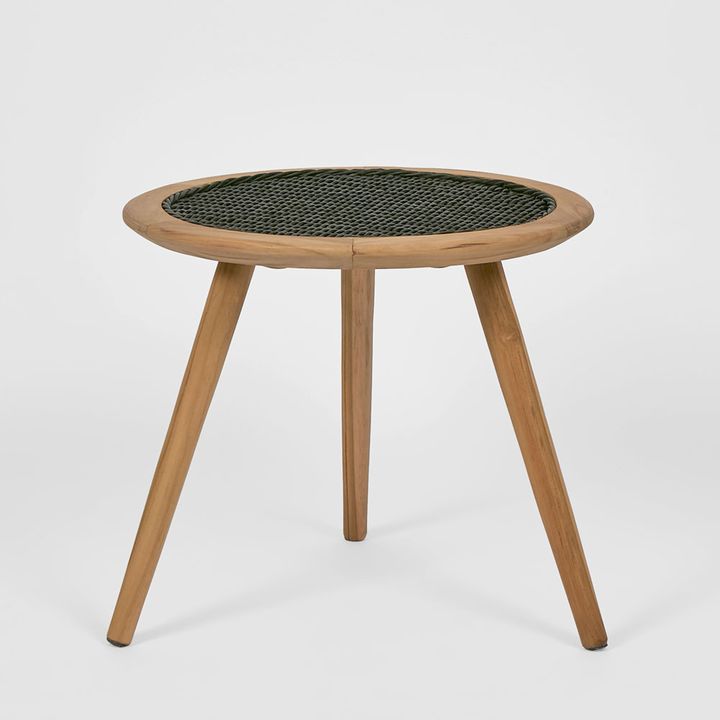 Cove Teak & Synthetic Side Table Black - Outdoor