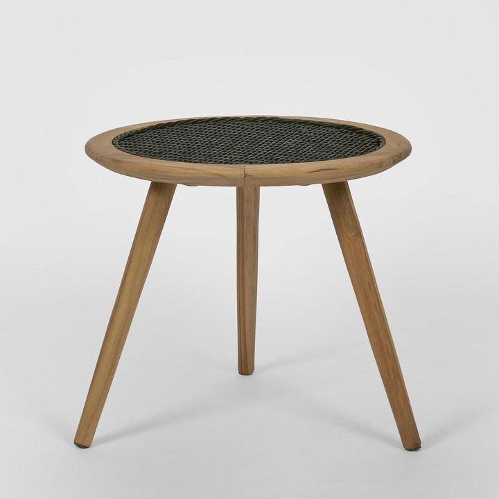 Cove Teak & Synthetic Side Table Black - Outdoor