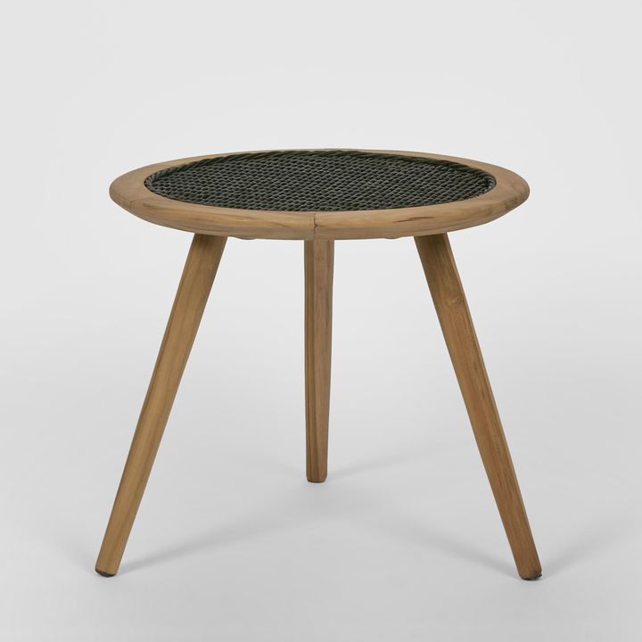 Cove Teak & Synthetic Outdoor Side Table Black