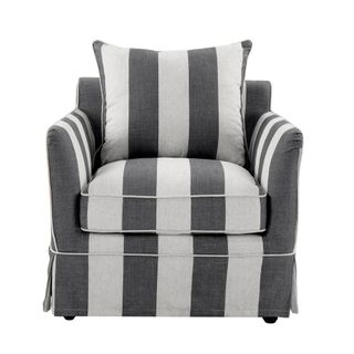 Slip Cover Only - Noosa Hamptons Armchair Grey/Cream Stripe