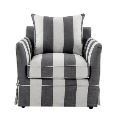 Slip Cover Only - Noosa Hamptons Armchair Grey/Cream Stripe