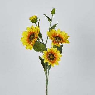 Yellow Sunflower Spray with 3 Flowers & buds