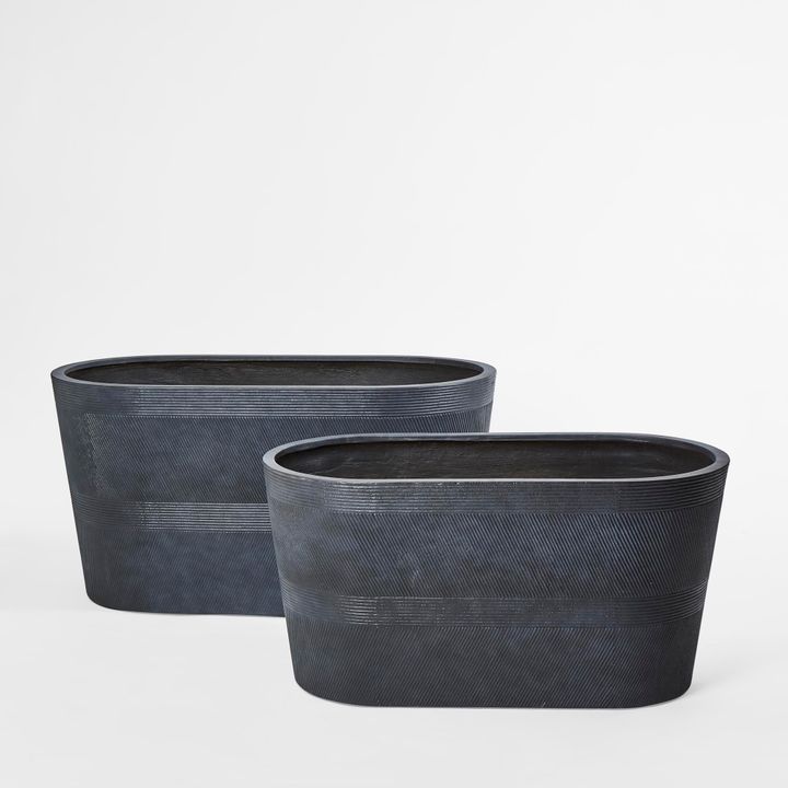 Logan Set of 2 Oval Planter Grey