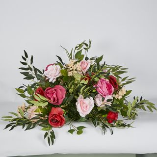Flower Ball With Pink, Beige & Red Roses and green leaves