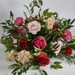 Flower Ball With Pink, Beige & Red Roses and green leaves