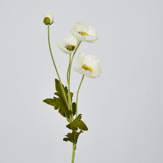 White Poppy Spray 3 Flowers 1 bud