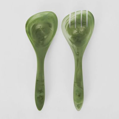 IDRA Swirl Resin Salad Servers Green