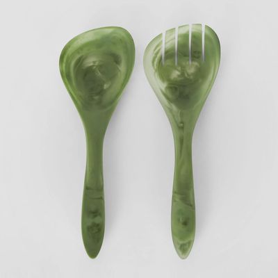 IDRA Swirl Resin Salad Servers Green